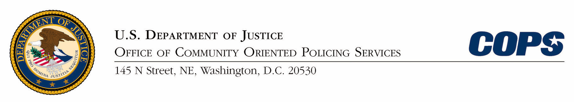 U.S. Department of Justice Office of Community Oriented Policing Services logo and letterhead