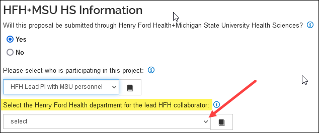 image showing drop down menu for Henry Ford Health reporting