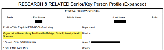 image showing senior/key person profile form