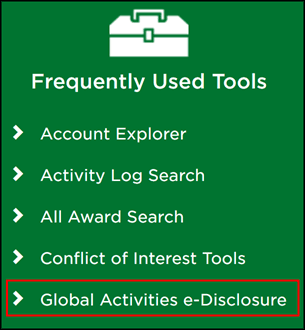 Global Activities e-Disclosure link indicated in the Frequently Used Tools box