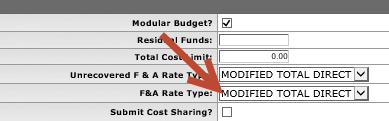 Updated F and A Rate Type drop down field on the Parameters tab