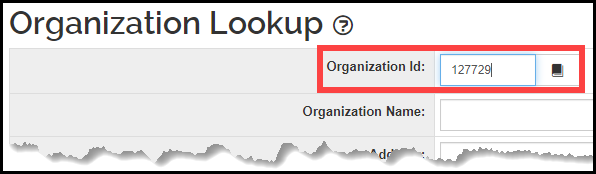 image highlighting organization id text box