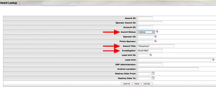 Award Lookup