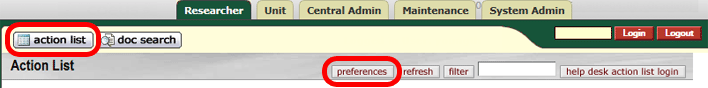 Action List Preferences