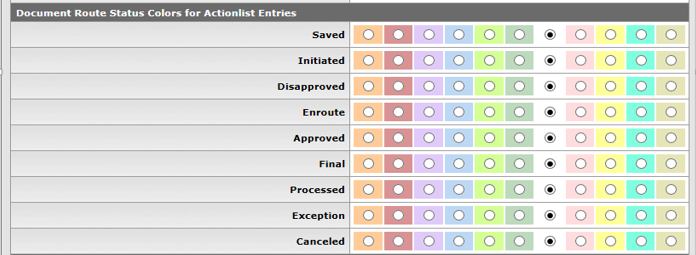 Document Route Status Colors