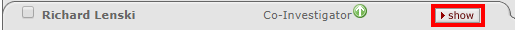 Show button highlighted in investigator’s panel