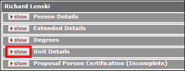 Show button highlighted on the Unit Details tab