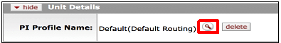 Search icon highlighted in Unit Details panel next to PI Profile Name