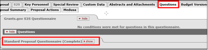 The Questions Tab