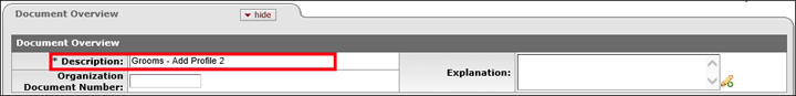 The Description field, located in the Document Overview panel