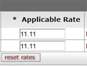 Rates tab showing the Applicable Rate column for each period set to eleven point eleven percent